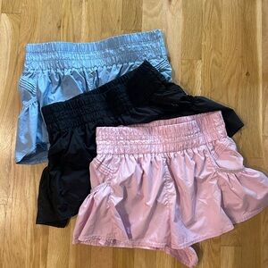 Free People Movement Get Your Flirt On Shorts Large 3 pack: lilac, black, blue
